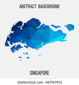 Singapore map in geometric polygonal,mosaic style.Abstract tessellation,modern design background. Vector illustration EPS8