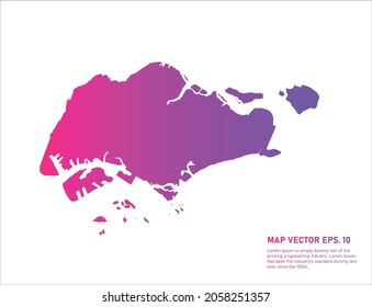 Singapore map gradient color . on white background. 