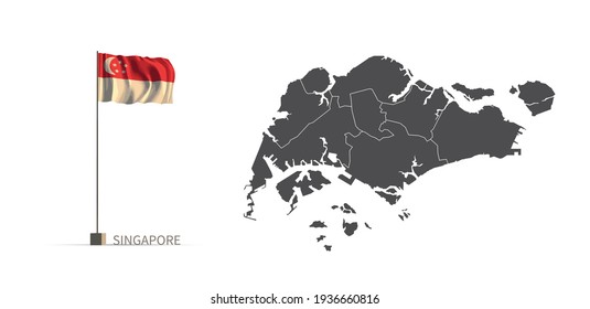 Singapore Map Gray Country Vector Map Stock Vector Royalty Free