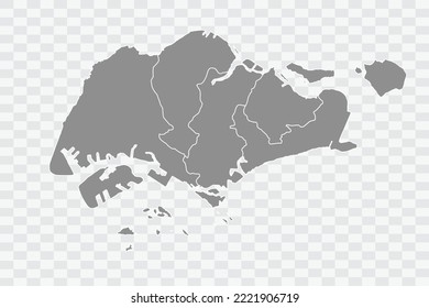 Singapore Map grey Color on White Background  Png