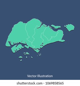 Singapore map - High detailed color map of Singapore. flat design style, clean and modern.Vector illustration eps 10