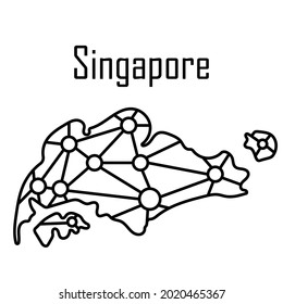 Singapore map icon, vector illustration in black isolated on white background.