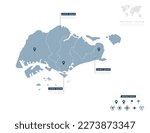 Singapore map of infographic blue Navigator pin location checking communication information plan position.