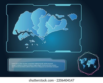 Singapore Map infographic technology blue Color element collection background