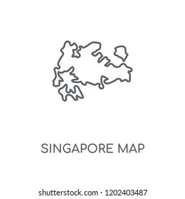 Singapore map linear icon. Singapore map concept stroke symbol design. Thin graphic elements vector illustration, outline pattern on a white background, eps 10.
