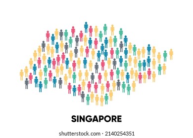 Singapore Map made by a group of people, Population. Globalization. People from different countries