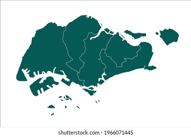 Singapore map Olive green Color on White Backgound