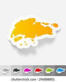singapore map paper sticker with shadow. Vector illustration