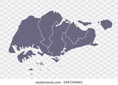 Singapore Map pewter Color on White Background quality files Png