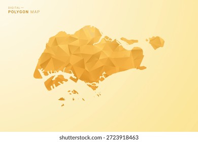 Singapore Map - Polygon style vector illustration in yellow and orange low poly geometric design, modern minimal silhouette, isolated for infographic.