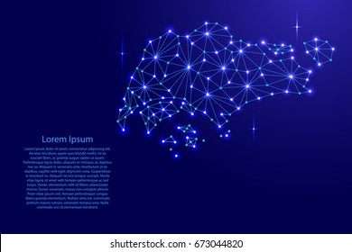 Singapore map of polygonal mosaic lines network, rays and space stars of vector illustration.