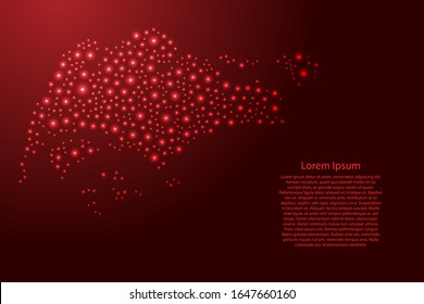 Singapore map from red and glowing space stars abstract concept geometric shape. Vector illustration.