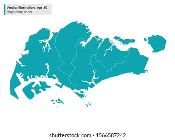 Singapore Map Regions Vector Illustration On Stock Vector (Royalty Free ...