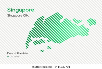 Singapore Map Shown in a Line Pattern. Stylized simple vector map.	