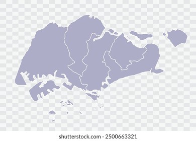 Singapore Map silver Color on White Background quality files Png