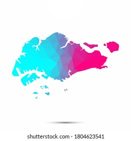 Singapore map triangle low poly geometric polygonal abstract style. Singapore abstract map. Cyan pink gradient abstract tessellation modern design background low poly. Vector illustration