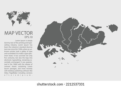 Singapore map vector, Abstract design vector illustration Eps 10. High Detailed on white background.