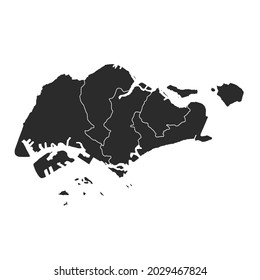 Singapore map vector, dark color.isolated on transparent background. 