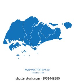 singapur mapa vector EPS.10 color azul. sobre fondo blanco.
