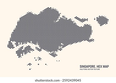 Singapore Map Vector Hexagonal Halftone Pattern Isolate On Light Background. Hex Texture in the Form of a Map of Singapore. Modern Technologic Contour Map of Singapore for Design or Business Projects