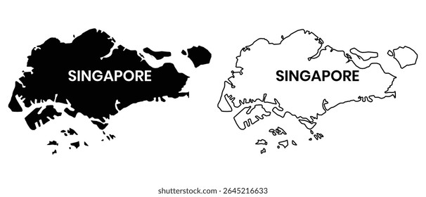 Singapore map vector icon. Silhouette of Singapore map symbol outline of Singapore country icon on white background. Vector illustration.
