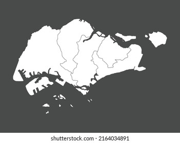 Singapur-Karte, Vektorgrafik, weiß, einzeln auf grauem Hintergrund