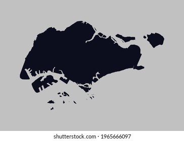 Singapore map vector,Not isolated blue color on gray background