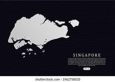 Singapur-Karte - Weltkarte, internationale Vektorgrafik-Vorlage mit weißer Farbe einzeln auf hexagonalem Hintergrund - Vektorgrafikeps10
