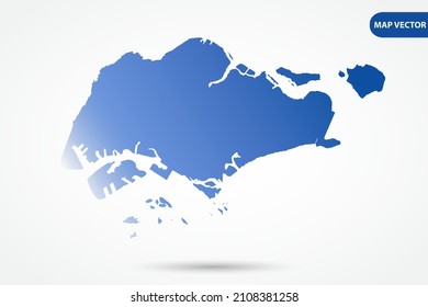 Singapore Karte - Weltkarte Internationale Vektorvorlage mit blauem Farbverlauf-Farbton einzeln auf weißem Hintergrund für Design, Bildung, Website, Infografik - Vektorgrafik eps10