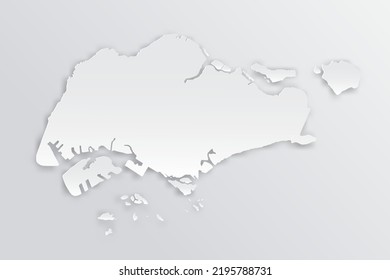Singapore Map - World map International vector template with 3D, paper style including shadow and white color on grey background for design, education, infographic - Vector illustration eps 10