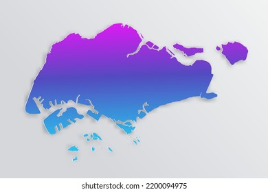 Singapore Map - World map International vector template with 3D, paper style including shadow and Gradient blue, purple color on grey background for design, infographic - Vector illustration eps 10