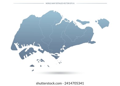 Singapore Map - World Map International vector template with High detailed including grey and blue gradient color and white outline color isolated on white background - Vector illustration eps 10