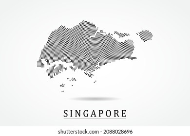 Singapore Map - World map vector template with Black dots, grid, grunge, halftone style isolated on white background for education, infographic, design - Vector illustration eps 10