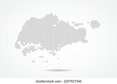 Singapore Map - World map vector template with square pixel thin black and outline sketch style isolated on white background for education, infographic, design - Vector illustration eps 10