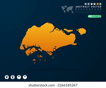 Singapore map of Yellow and orange gradient on dark background vector.