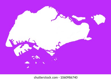 Singapore map-White map on purple background. Each city and border has separately. Vector illustration eps 10.
