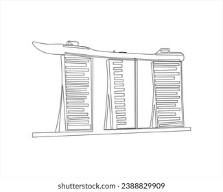 Singapore Marina Bay Outline Sketch one line drawing marina bay sands building