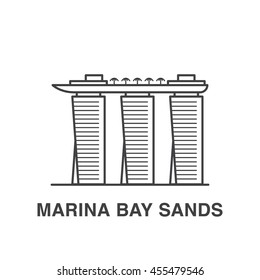 Singapore Marina bay sands line art illustration.