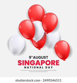 Singapore national day 9 august background with balloons