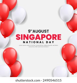 Día nacional de Singapur 9 de agosto de fondo con globos