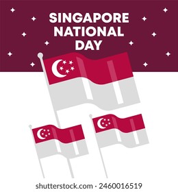 Singapore national day banner background. Flat singapore national day illustration