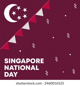 Singapore national day banner background. Flat singapore national day illustration