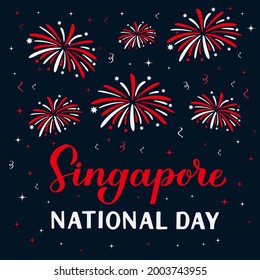 Singapore National Day calligraphy hand lettering. Singapore Independence Day typography poster. Vector template for banner, flyer, greeting card, postcard, etc.