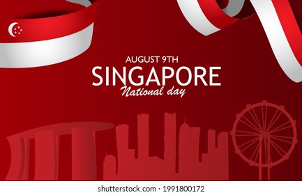 Singapore National Day. Singapore Flag. Singapore National Day Concept On 9 August.