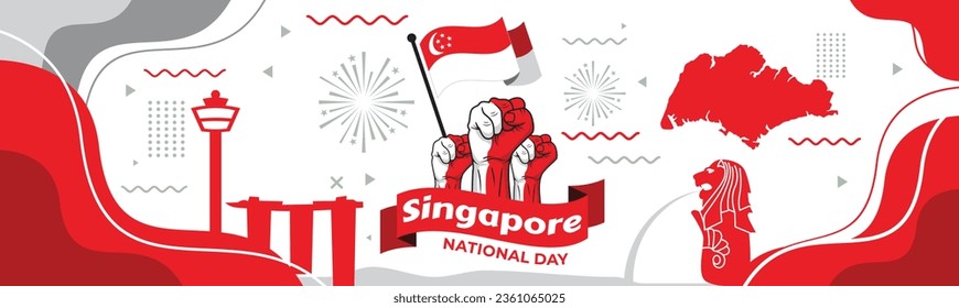 Singapore National Day poster concept. August 9th. Doodle style.

