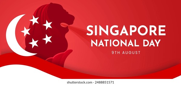 Singapore National Day Poster Design with Iconic Building in Singapore. Singapore Independence Day Vector Illustration