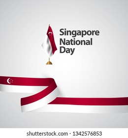 Singapore National Day Vector Template Design Illustration