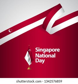 Singapore National Day Vector Template Design Illustration