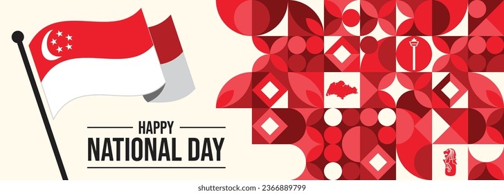 Singapore National Day Vector Template Design Illustration

