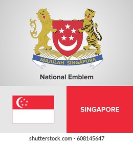 Singapore National Emblem and flag 